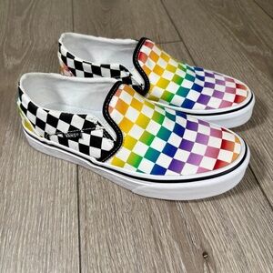 Vans Multicolor Checkerboard Slip-On Sneakers Size 6